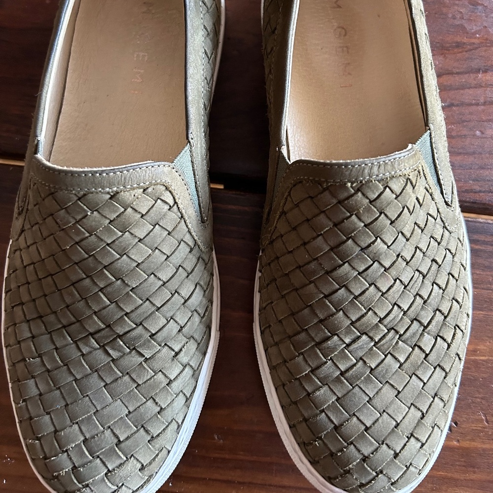 M. Gemi The Cerchio woven Green nubuck slip on sneakers 9.5 US